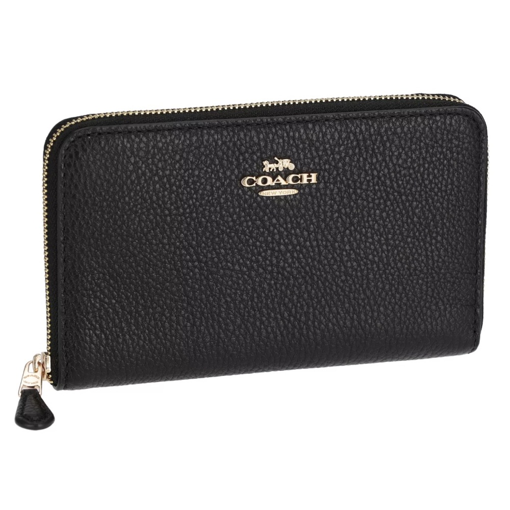 NWOT: Coach Black Leather Zippered Wallet